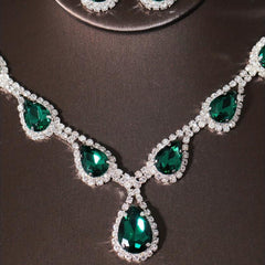 Crystal Bridal Crown Necklace Earrings Set Wedding Accessories