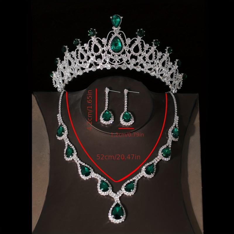 Crystal Bridal Crown Necklace Earrings Set Wedding Accessories