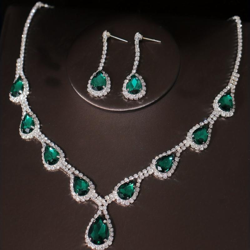 Crystal Bridal Crown Necklace Earrings Set Wedding Accessories