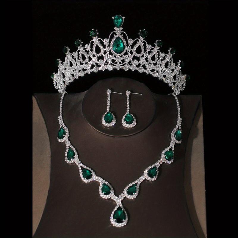 Crystal Bridal Crown Necklace Earrings Set Wedding Accessories