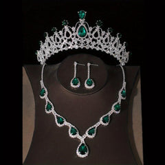 Crystal Bridal Crown Necklace Earrings Set Wedding Accessories