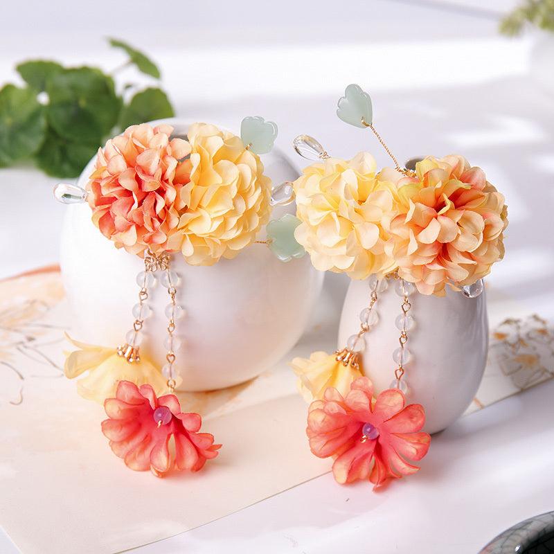 Antique Flower Tassel Hairpin Retro Hair Accessory Women