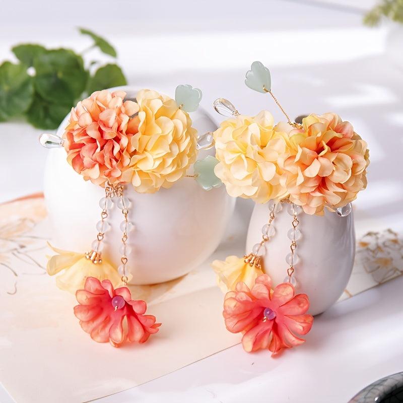 Antique Flower Tassel Hairpin Retro Hair Accessory Women