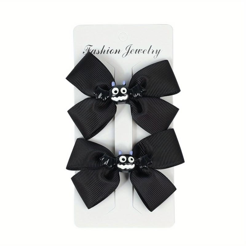 2pcs Halloween Hair Clips Bow Duck Billed Clip Ghost Face Pumpkin Decor