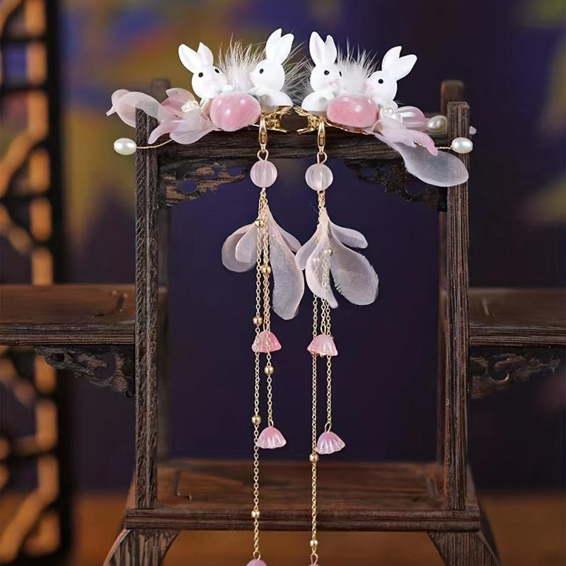 Crystal Tassel Rabbit Strawberry Duck Billed Hair Clip for Girls