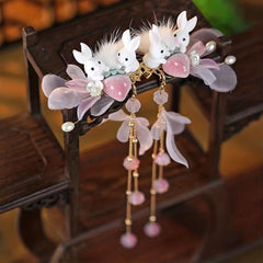 Crystal Tassel Rabbit Strawberry Duck Billed Hair Clip for Girls