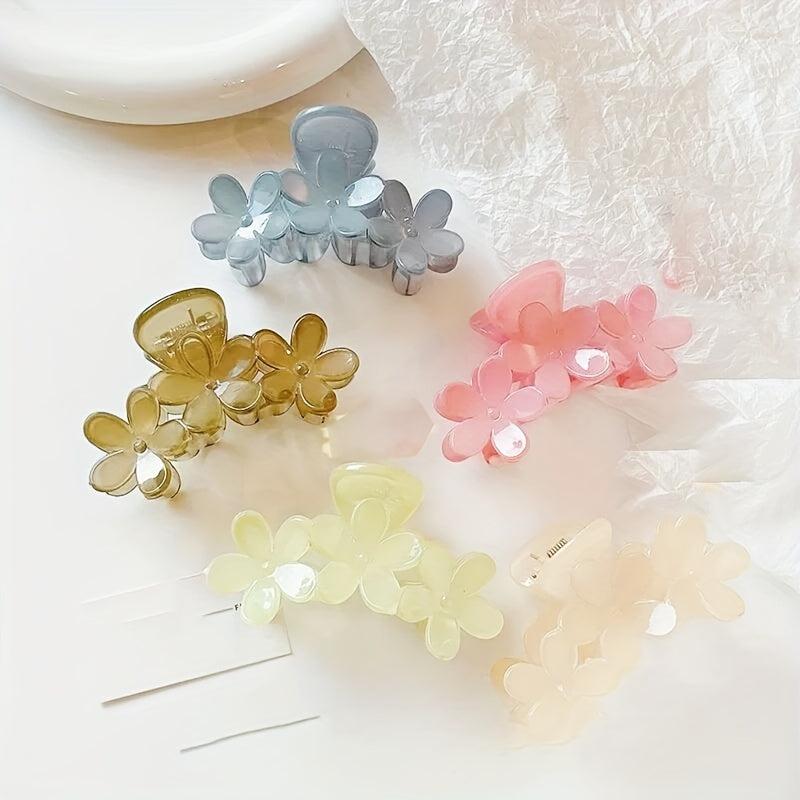 2pcs Jelly Hair Claw Flower Hair Claw Sweet Ponytail Holder