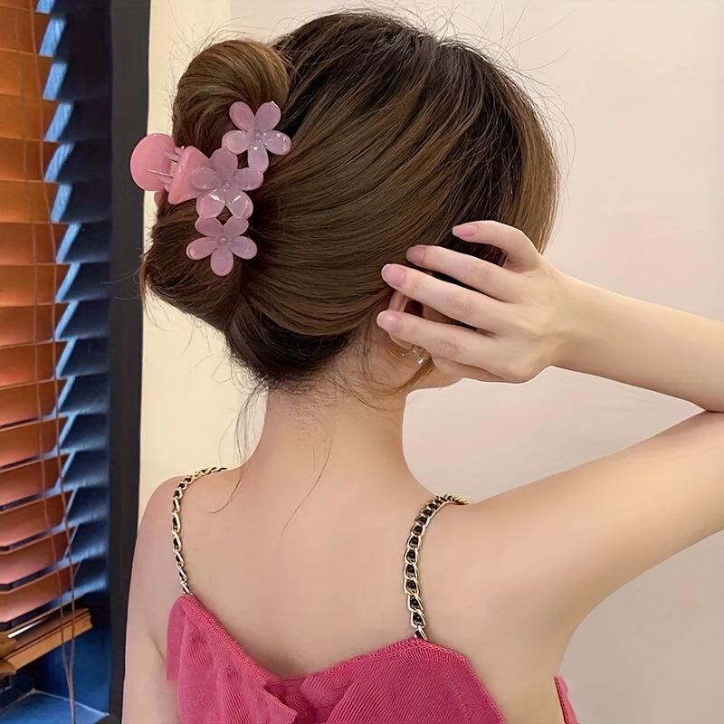 2pcs Jelly Hair Claw Flower Hair Claw Sweet Ponytail Holder
