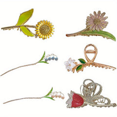 6pcs Flower Hair Claw Large Shark Claw Ponytail Holder