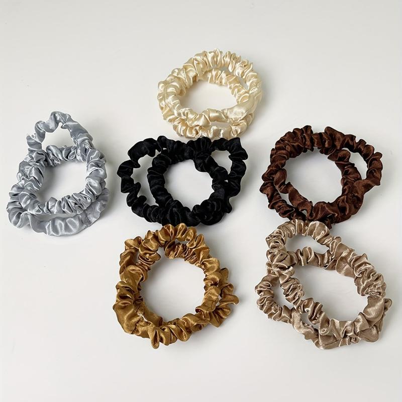 12 Pcs Solid Hair Tie Elastic Scrunchie Ponytail Hair Rope for Girls Women