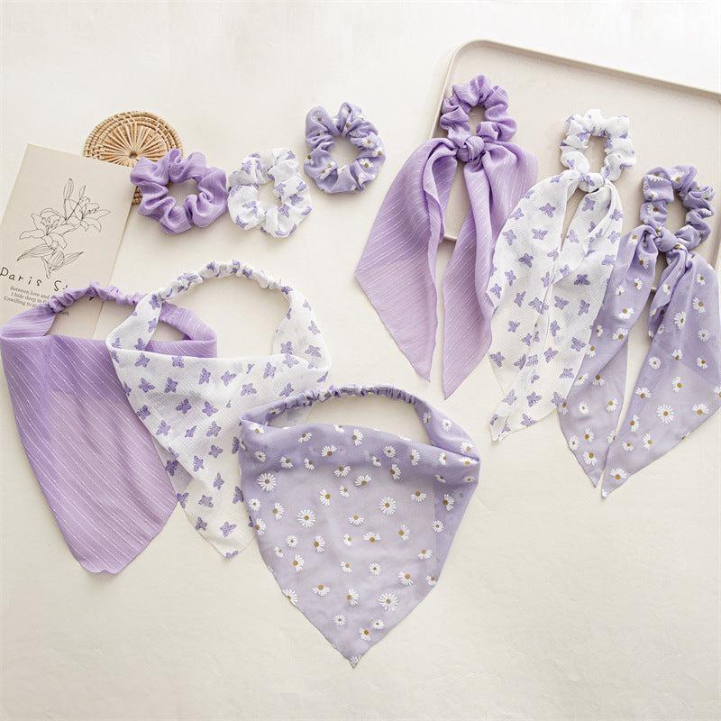 Daisy Pattern Hair Tie Fabric Large Scrunchie Hair Ponytail Streamer