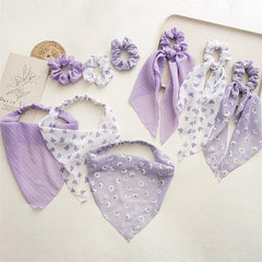 Daisy Pattern Hair Tie Fabric Large Scrunchie Hair Ponytail Streamer