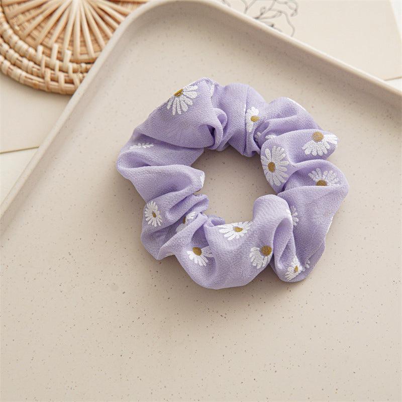Daisy Pattern Hair Tie Fabric Large Scrunchie Hair Ponytail Streamer