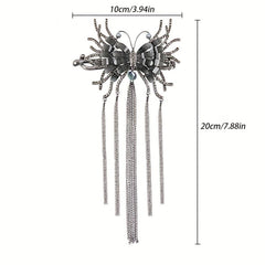 Crystal Butterfly Hair Claw with Chain Tassel Glitter Hair Claw
