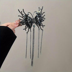 Crystal Butterfly Hair Claw with Chain Tassel Glitter Hair Claw
