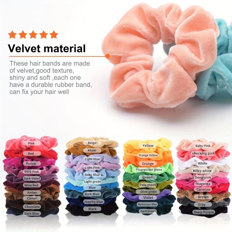 10pcs Retro Velvet Scrunchie High Ponytail Bun Hair Accessories