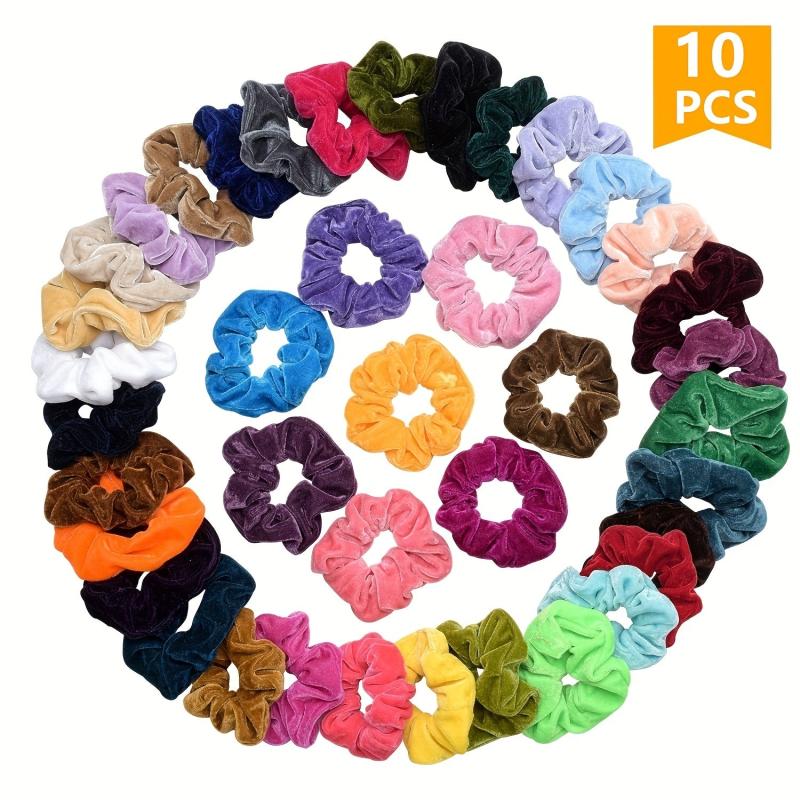 10pcs Retro Velvet Scrunchie High Ponytail Bun Hair Accessories