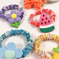 5pcs Cartoon Flower Watermelon Scrunchies Hair Tie