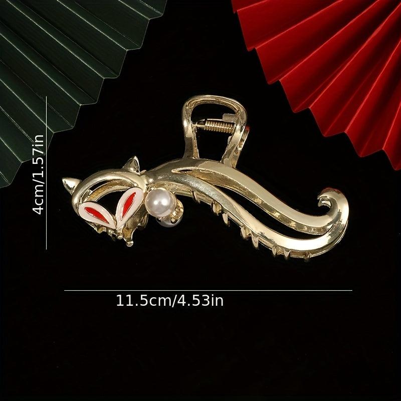 Large Golden Hair Claw Fox Pattern Hair Clip Hair Accessory For Women Girls