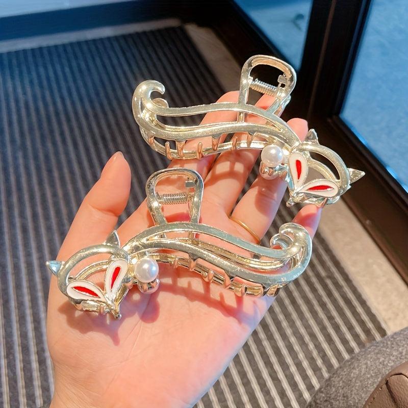 Large Golden Hair Claw Fox Pattern Hair Clip Hair Accessory For Women Girls