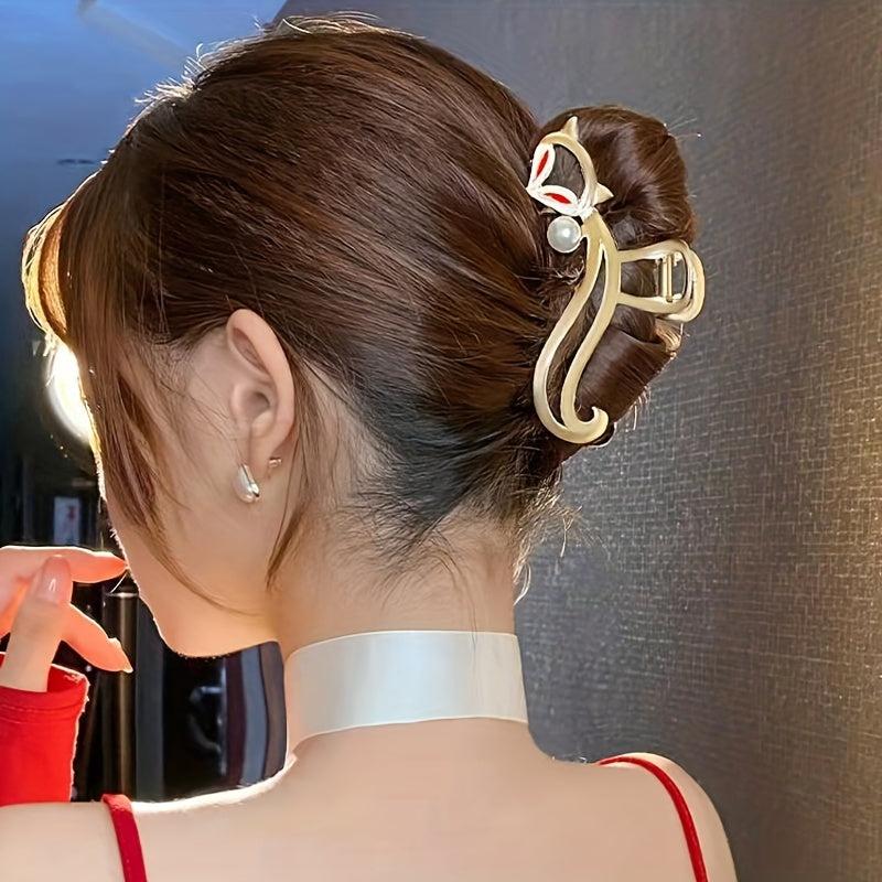 Large Golden Hair Claw Fox Pattern Hair Clip Hair Accessory For Women Girls