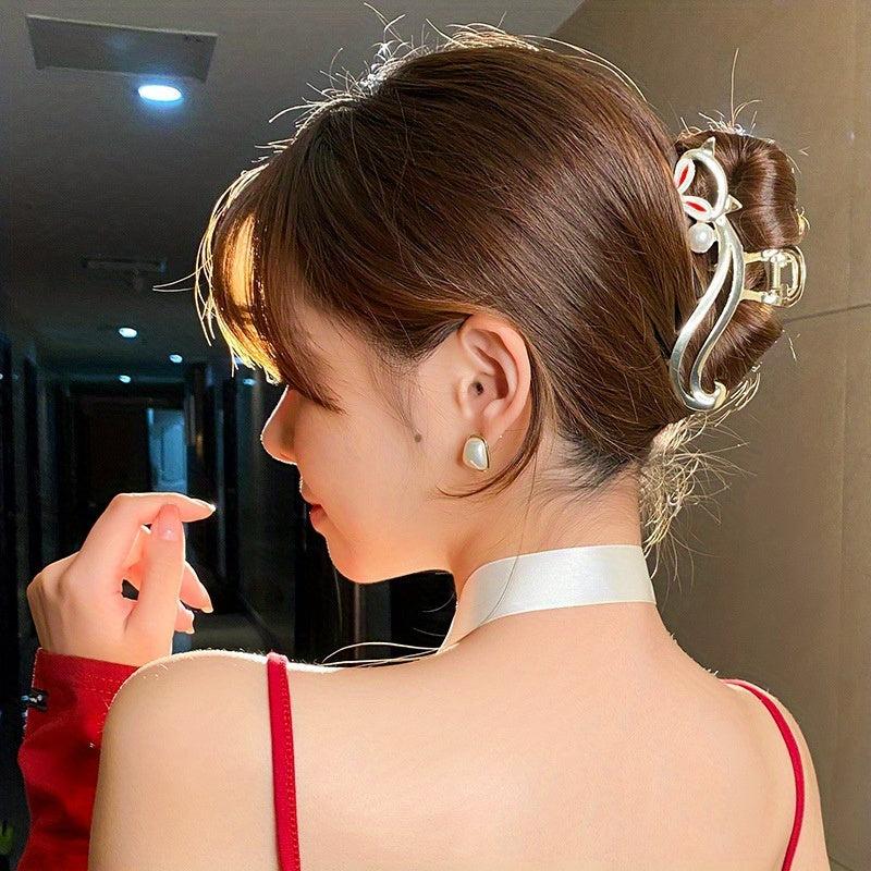 Large Golden Hair Claw Fox Pattern Hair Clip Hair Accessory For Women Girls