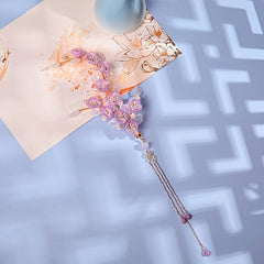 Purple Flower Hairpin Tassel Edge Clip Hanfu Head