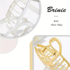 2pcs Metallic Hair Claw Silver Gold Alloy Shark Claw Ponytail Holder Hair Clip