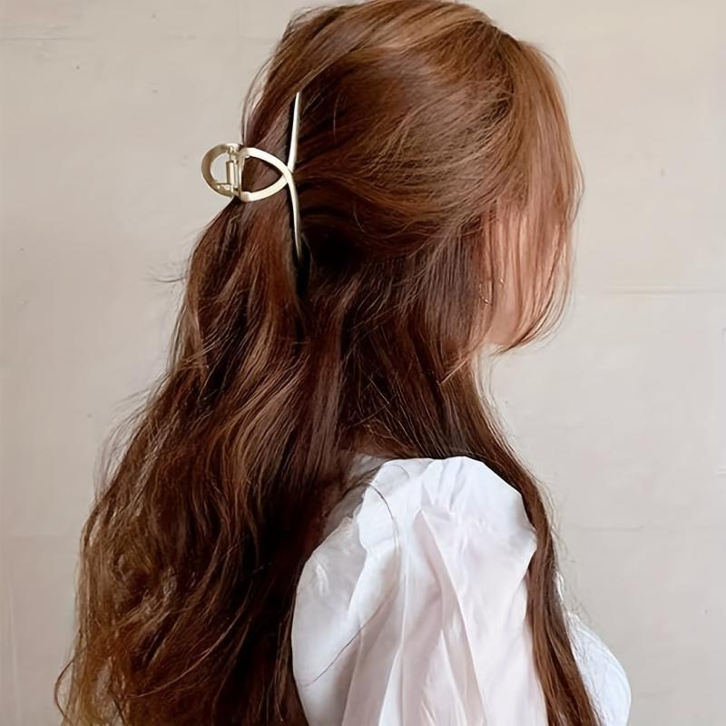 2pcs Metallic Hair Claw Silver Gold Alloy Shark Claw Ponytail Holder Hair Clip