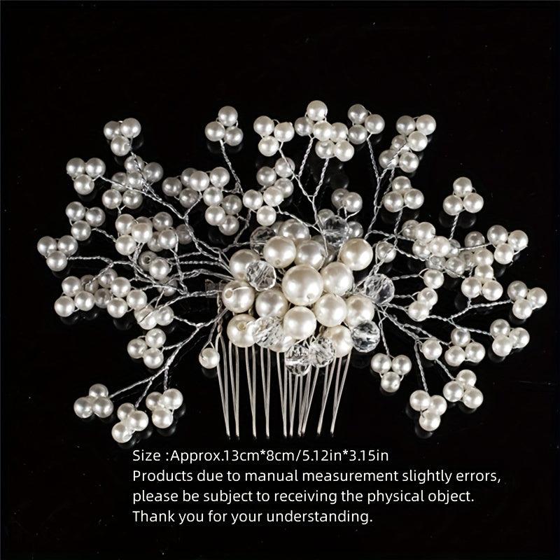 Faux Pearl Crystal Hair Comb Bridal Wedding Hair Accessories