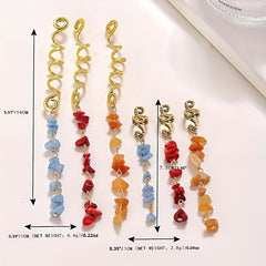 6pcs Braids Spiral Hair Ring with Stone Tassel