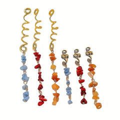6pcs Braids Spiral Hair Ring with Stone Tassel
