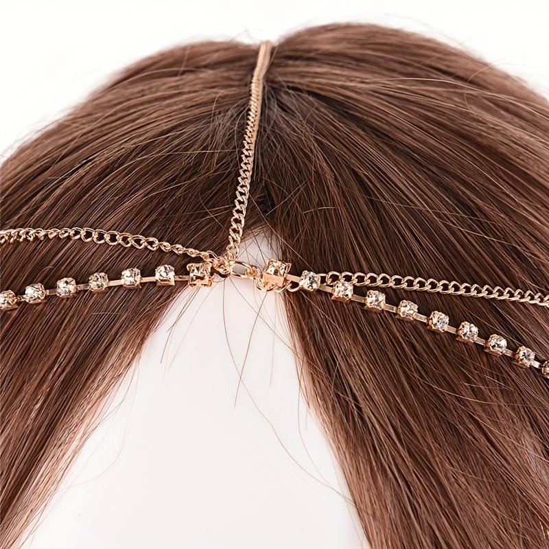 Metal Multilayer Rhinestone Head Chain Bridal Hair Accessories