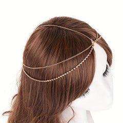 Metal Multilayer Rhinestone Head Chain Bridal Hair Accessories