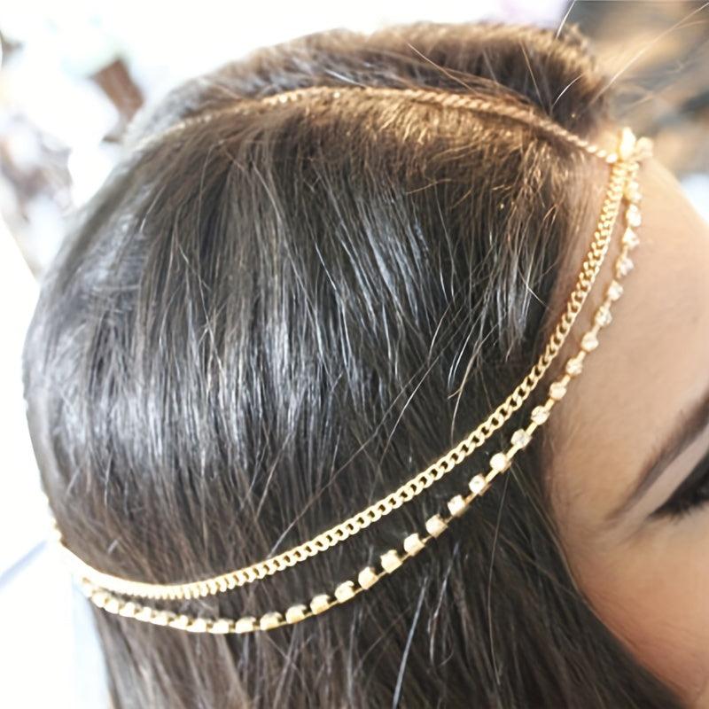 Metal Multilayer Rhinestone Head Chain Bridal Hair Accessories