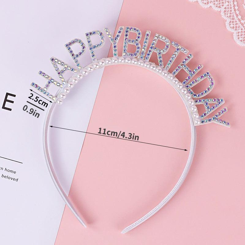 Laser Pearl Headband Happy Birthday Hair Band