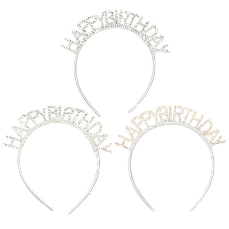 Laser Pearl Headband Happy Birthday Hair Band