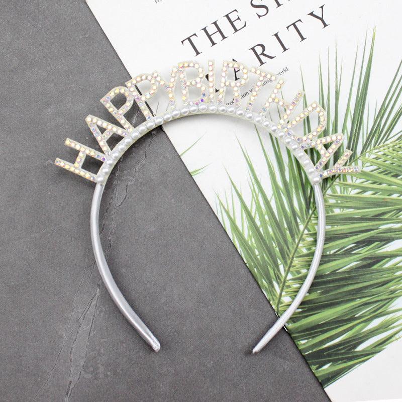 Laser Pearl Headband Happy Birthday Hair Band