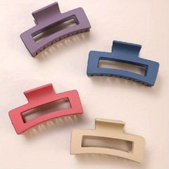 4pcs Hollow Rectangle Hair Claw Solid Shark Claw Hair Accessories