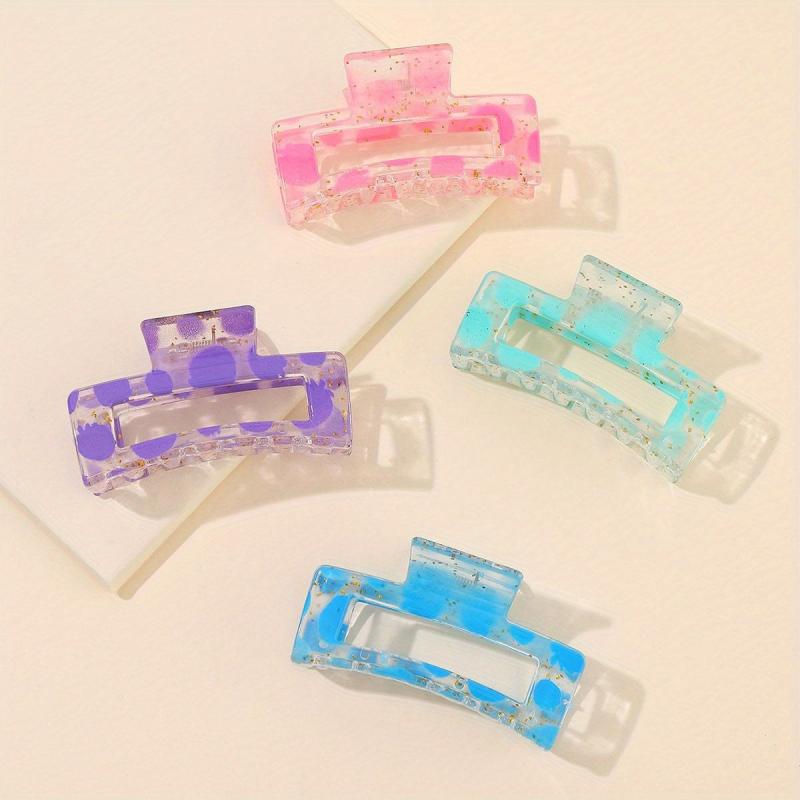 4pcs Hollow Rectangle Hair Claw Solid Shark Claw Hair Accessories