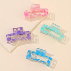 4pcs Hollow Rectangle Hair Claw Solid Shark Claw Hair Accessories
