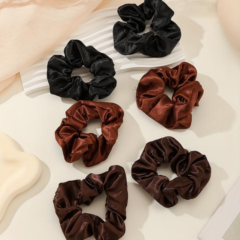 6pcs Soft Solid Hair Rope Elastic Ponytail Holder Hair Accessories