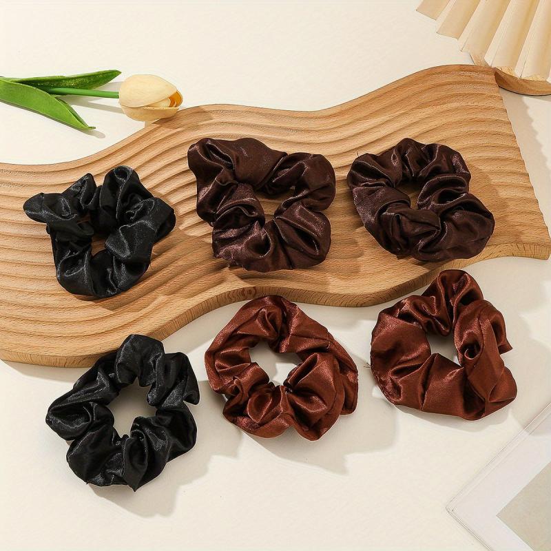 6pcs Soft Solid Hair Rope Elastic Ponytail Holder Hair Accessories