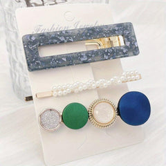 3pcs Acetate Hair Clip Faux Pearl Bobby Pin Side Clip Bangs Clip