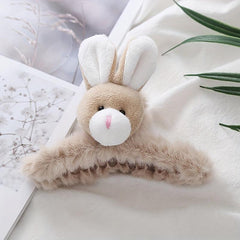 Rabbit Decor Hair Claw Fluffy Shark Claw Ponytail Holder Women