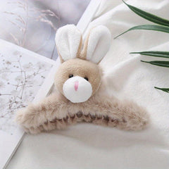 Rabbit Decor Hair Claw Fluffy Shark Claw Ponytail Holder Women