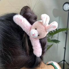 Rabbit Decor Hair Claw Fluffy Shark Claw Ponytail Holder Women
