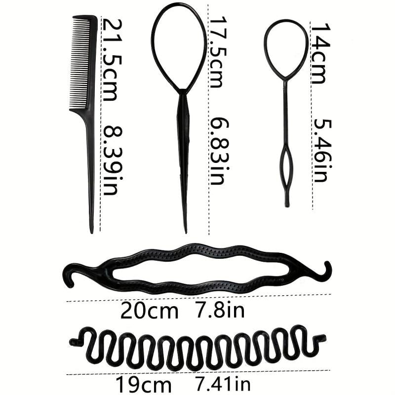 5pcs Hair Braiding Tools Set Styling Accessories DIY Curly Hair Styler Comb Bun