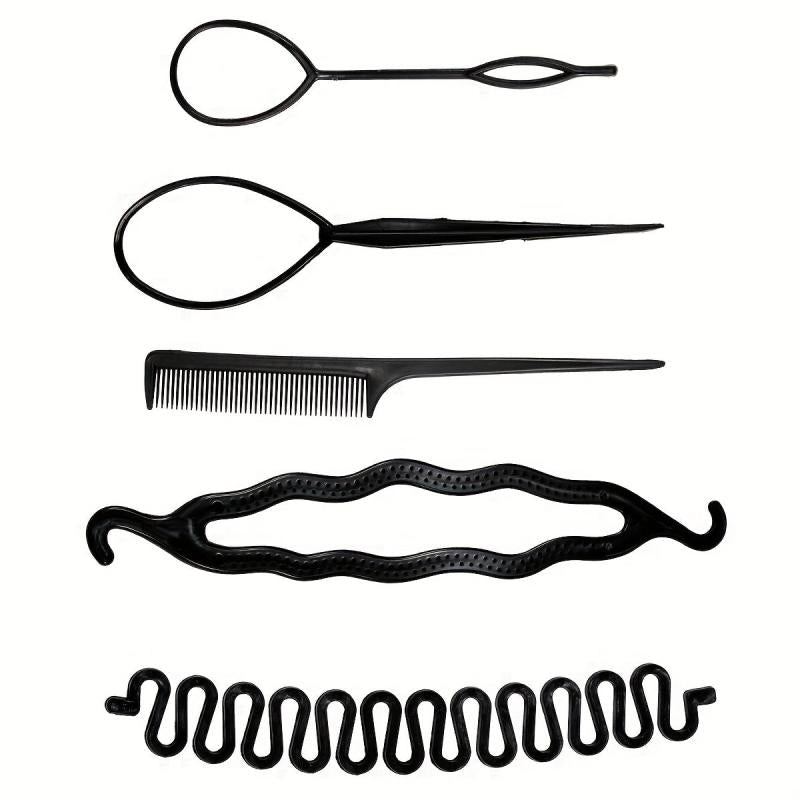 5pcs Hair Braiding Tools Set Styling Accessories DIY Curly Hair Styler Comb Bun