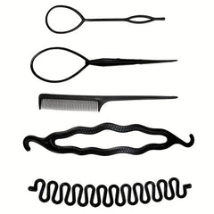 5pcs Hair Braiding Tools Set Styling Accessories DIY Curly Hair Styler Comb Bun